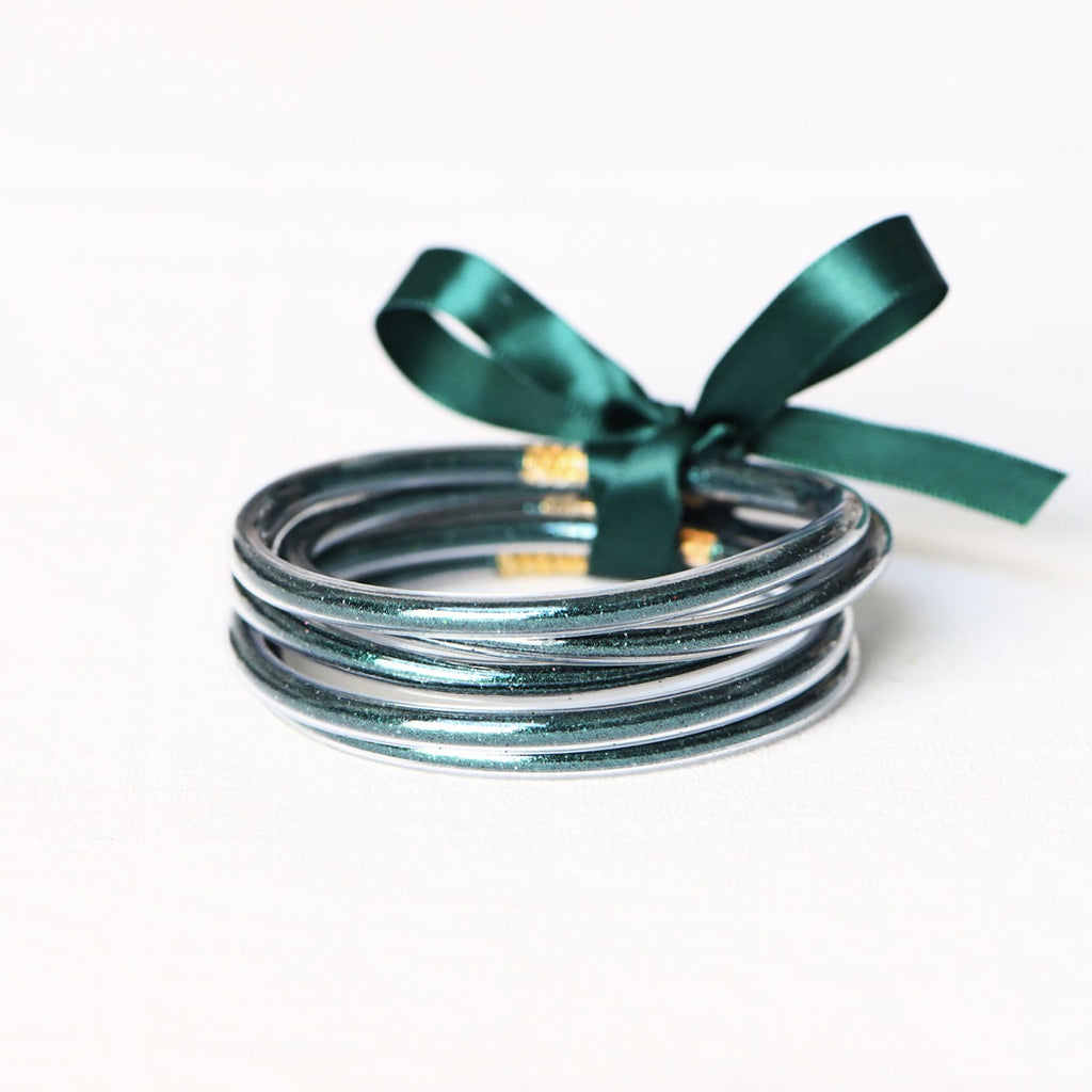 Landry Glitter Jelly Tube Bangle Bracelets, Set of 5 - Multi Colors - Be You Boutique