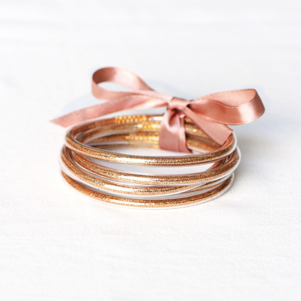 Landry Glitter Jelly Tube Bangle Bracelets, Set of 5 - Multi Colors - Be You Boutique