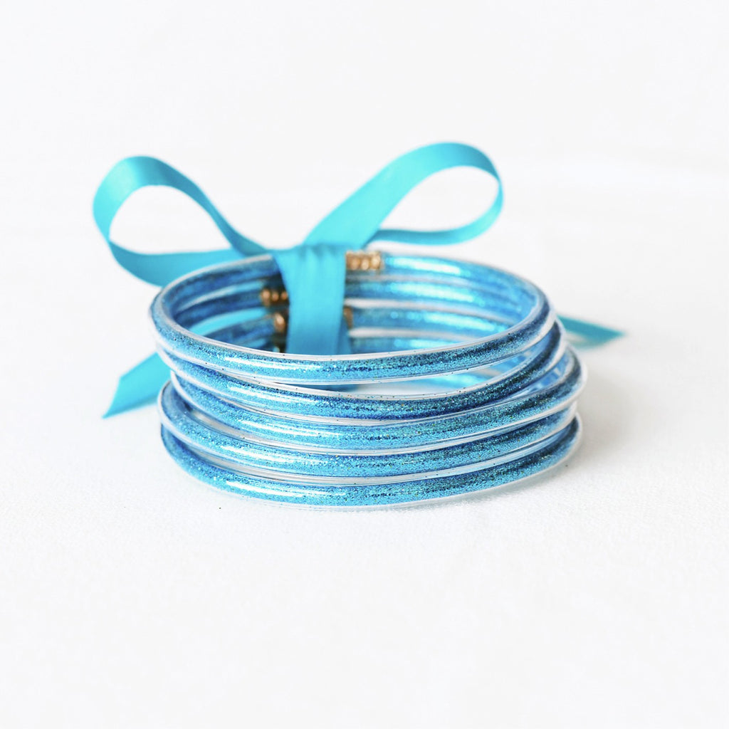 Landry Glitter Jelly Tube Bangle Bracelets, Set of 5 - Multi Colors - Be You Boutique