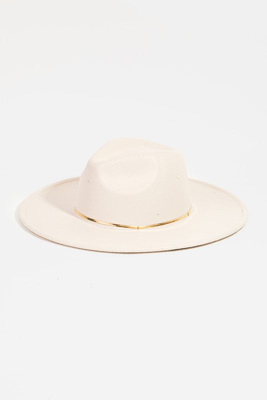 Fame Flat Brim Herringbone Chain Fedora - Be You Boutique