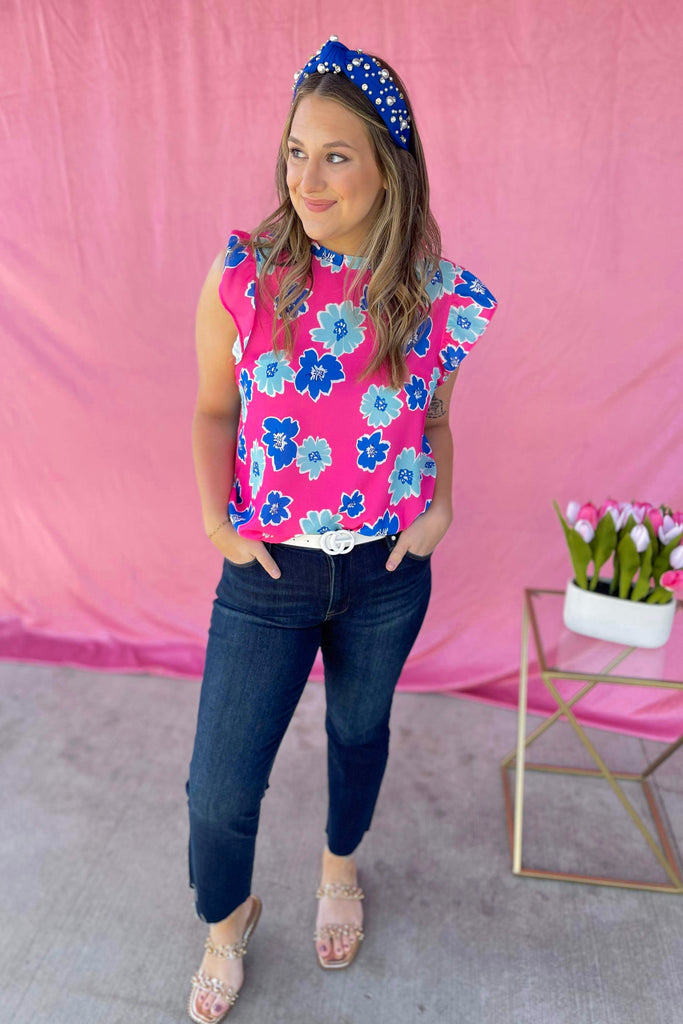 Marky Floral Print Ruffle Detail Short Sleeve Top - Be You Boutique