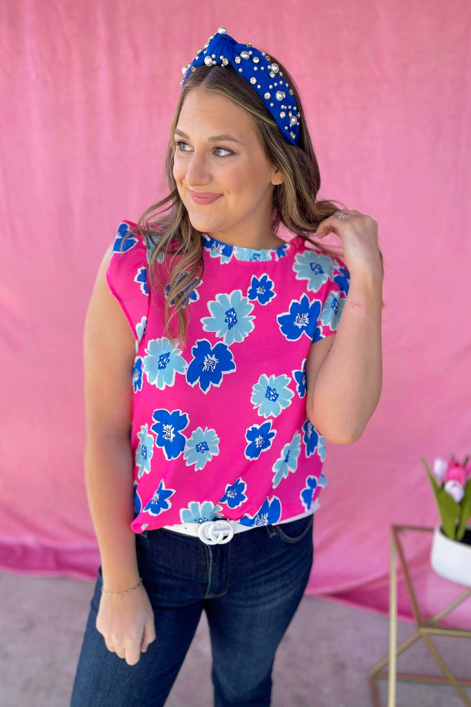 Marky Floral Print Ruffle Detail Short Sleeve Top - Be You Boutique