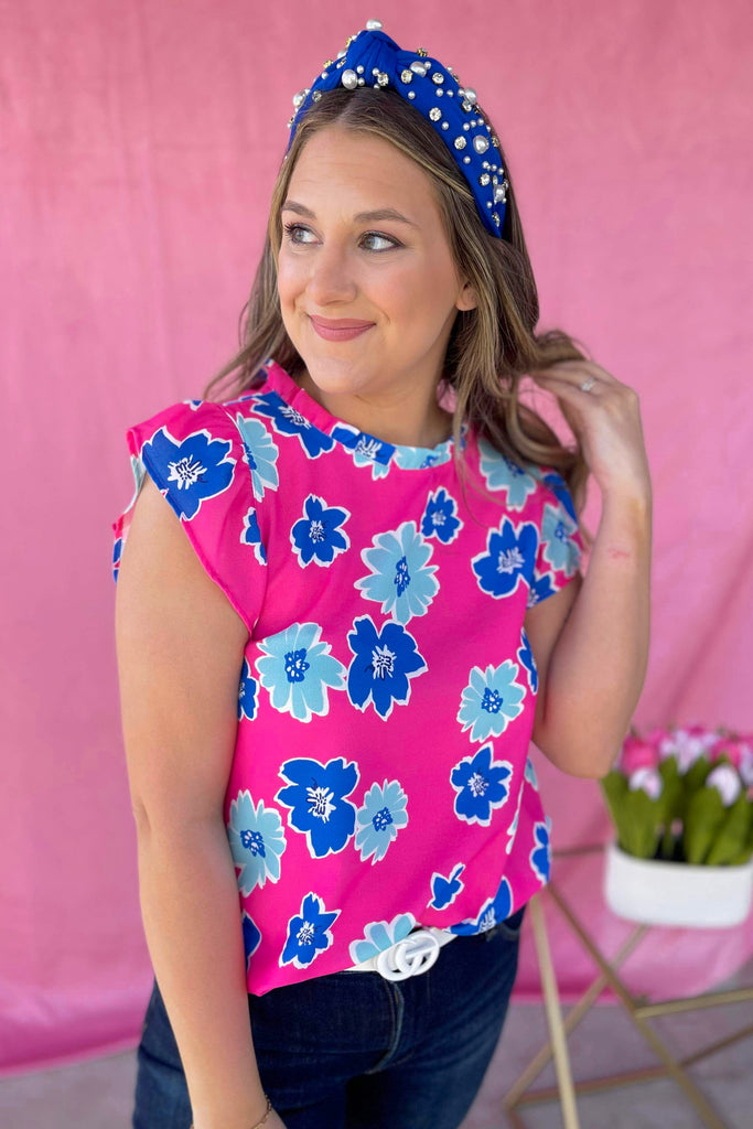 Marky Floral Print Ruffle Detail Short Sleeve Top - Be You Boutique