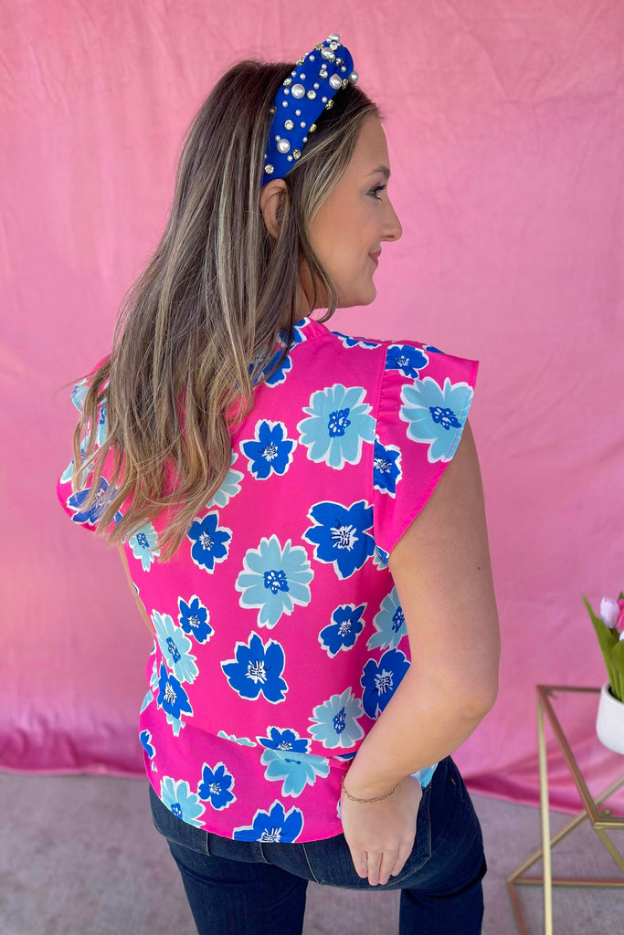 Marky Floral Print Ruffle Detail Short Sleeve Top - Be You Boutique