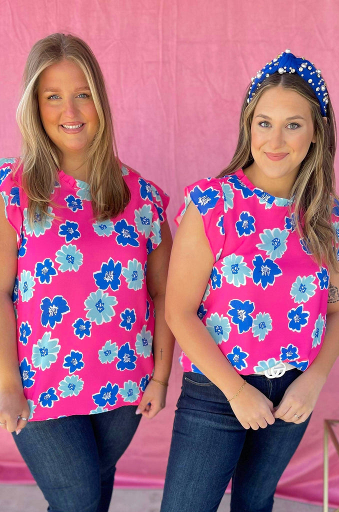 Marky Floral Print Ruffle Detail Short Sleeve Top - Be You Boutique