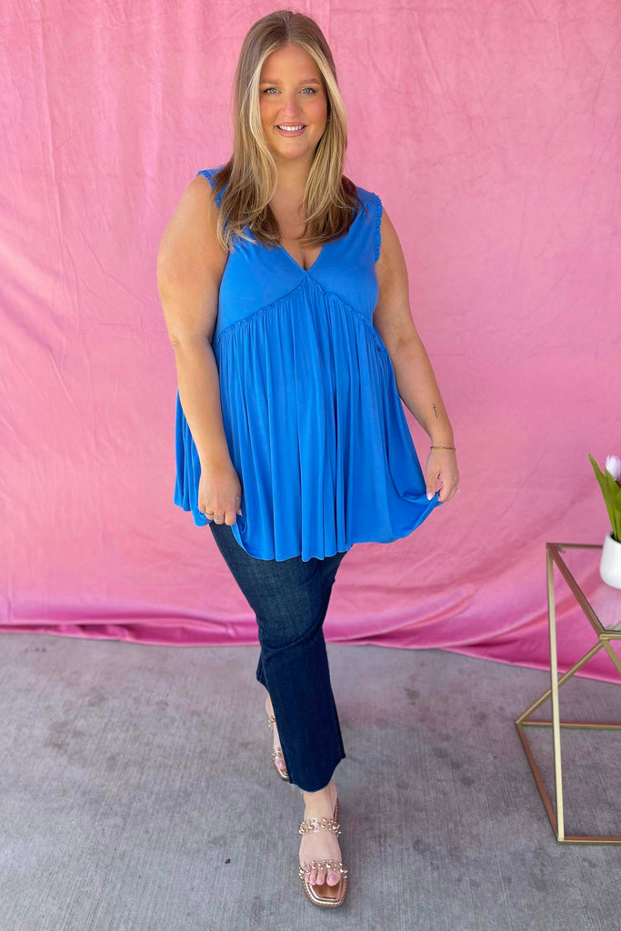 Becky Raw Edge Ruffle Detail Top - Be You Boutique