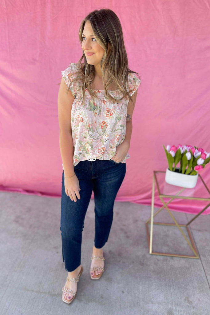Conner Floral Print Ruffle Sleeve Top - Be You Boutique
