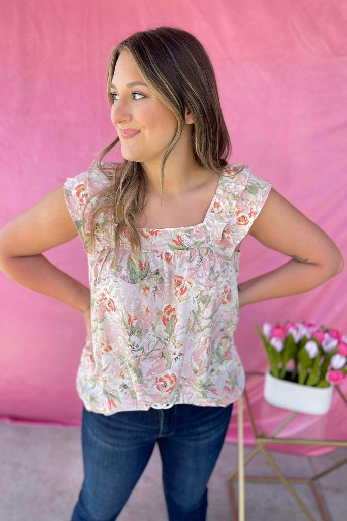Conner Floral Print Ruffle Sleeve Top - Be You Boutique
