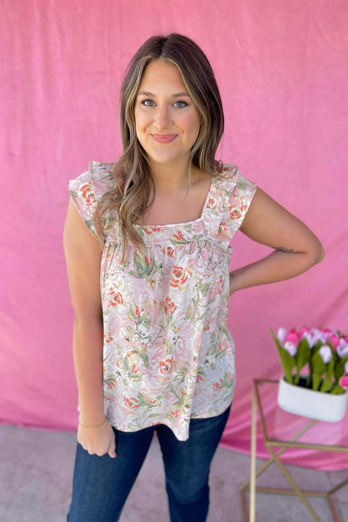 Conner Floral Print Ruffle Sleeve Top - Be You Boutique