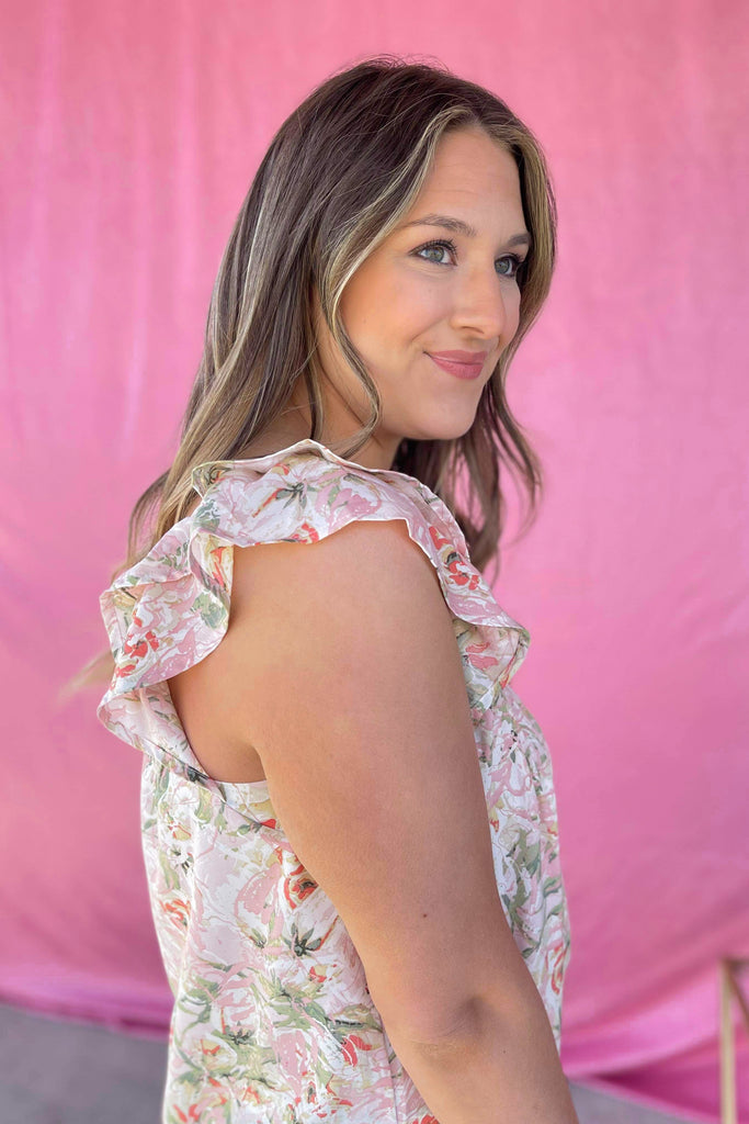 Conner Floral Print Ruffle Sleeve Top - Be You Boutique