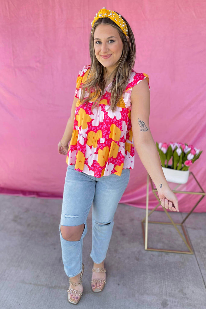 Morgan Floral Print Tiered Babydoll Top - Be You Boutique