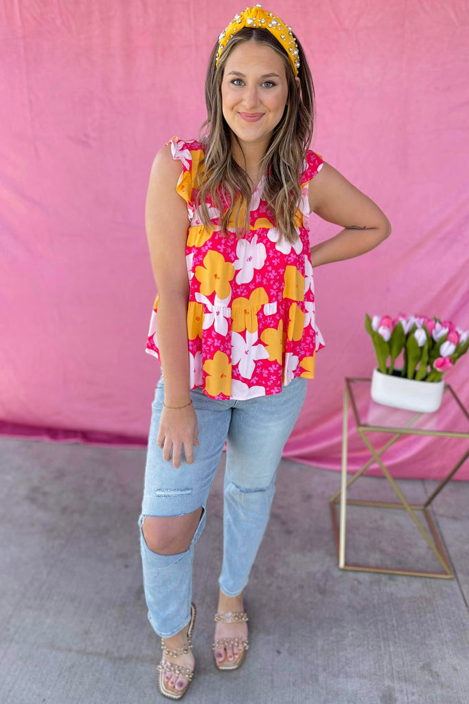 Morgan Floral Print Tiered Babydoll Top - Be You Boutique