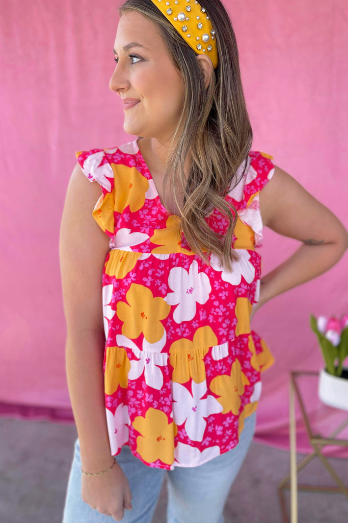 Morgan Floral Print Tiered Babydoll Top - Be You Boutique