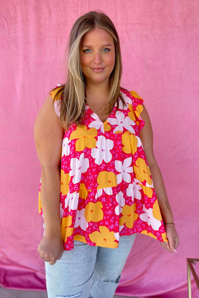 Morgan Floral Print Tiered Babydoll Top - Be You Boutique