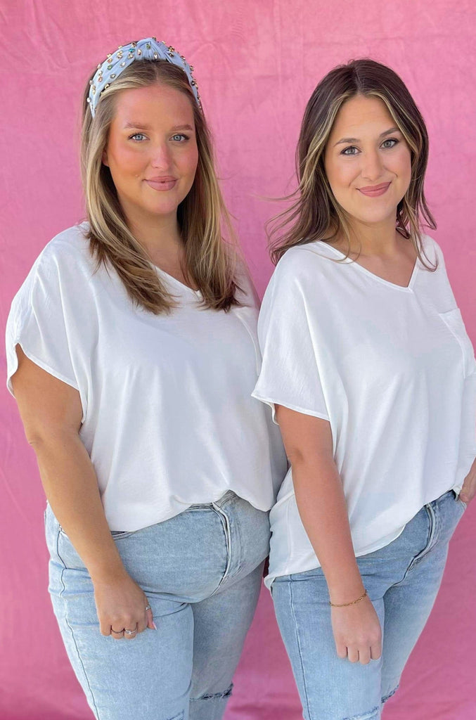 Corinne V Neck Short Sleeve Blouse Top - Be You Boutique