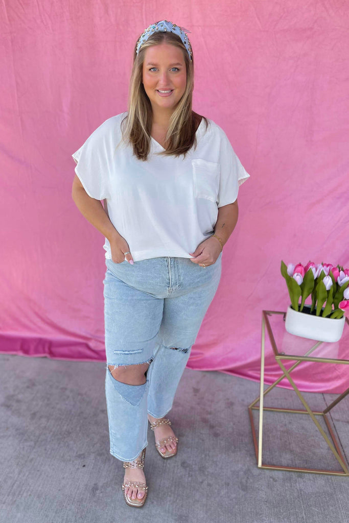 Corinne V Neck Short Sleeve Blouse Top - Be You Boutique