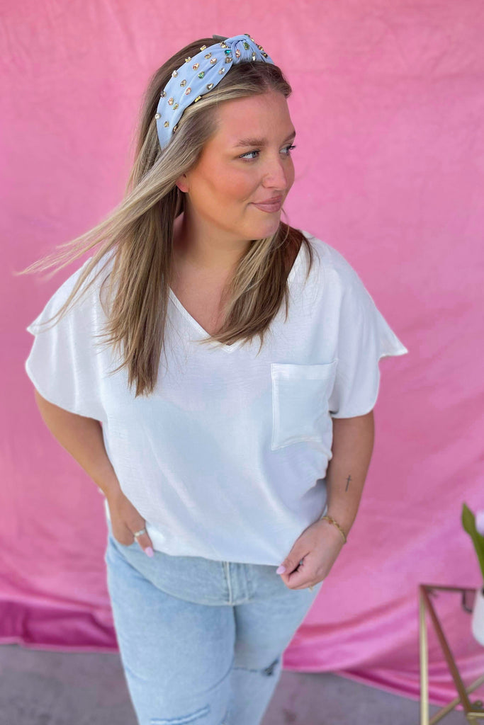 Corinne V Neck Short Sleeve Blouse Top - Be You Boutique