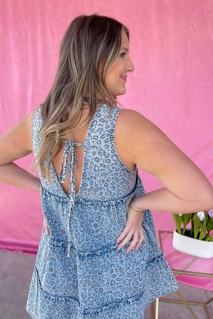Gail Animal Print Denim Tiered Dress - Be You Boutique