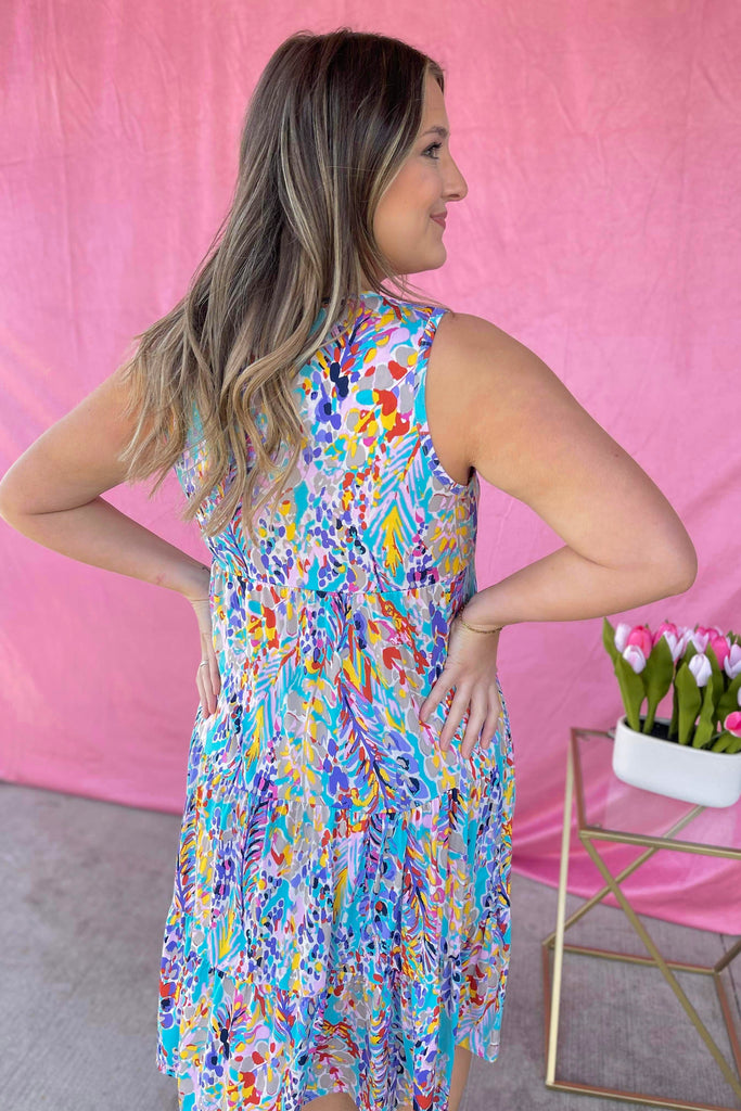 Layla Floral Round Neck Tiered Tank Midi Dress - Be You Boutique