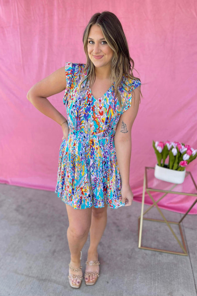 Shiloh Floral V Neck Ruffle Sleeve Tiered Dress - Be You Boutique