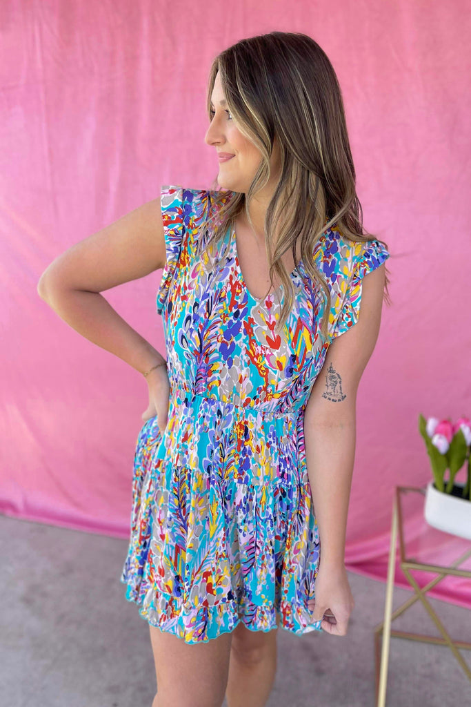 Shiloh Floral V Neck Ruffle Sleeve Tiered Dress - Be You Boutique