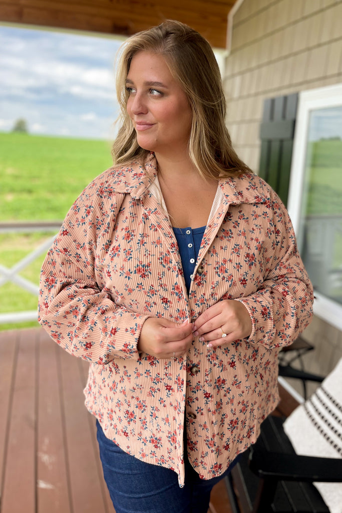 Ariana Corduroy Floral Top - Be You Boutique