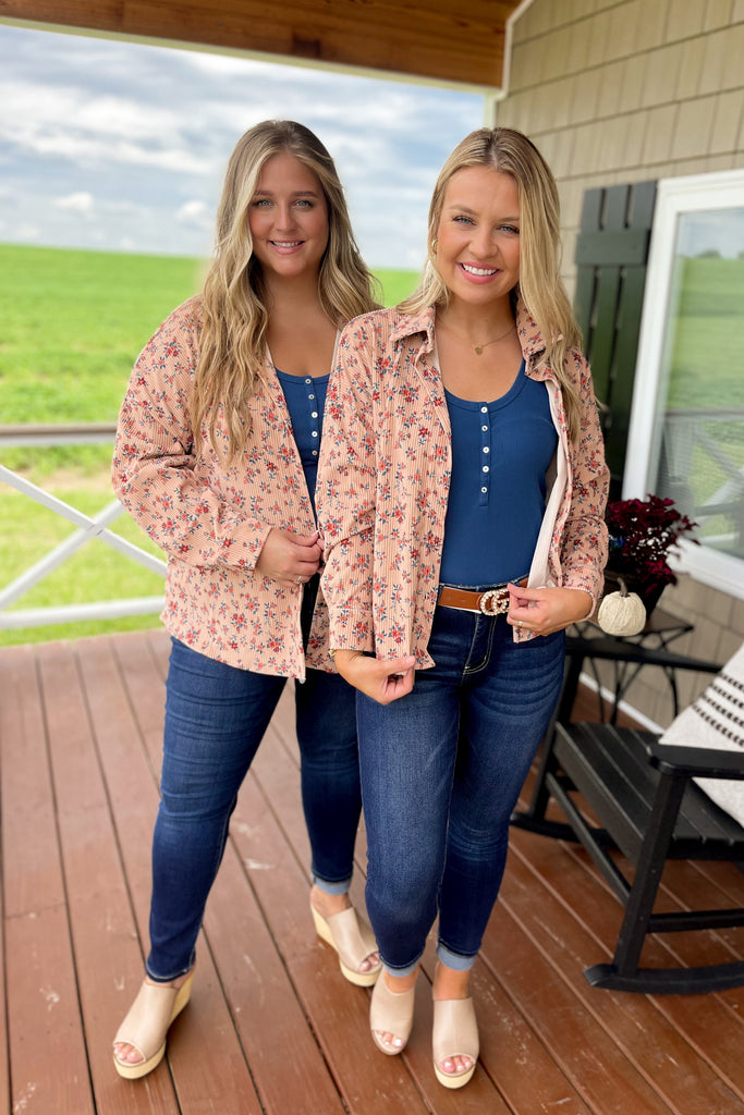Ariana Corduroy Floral Top - Be You Boutique