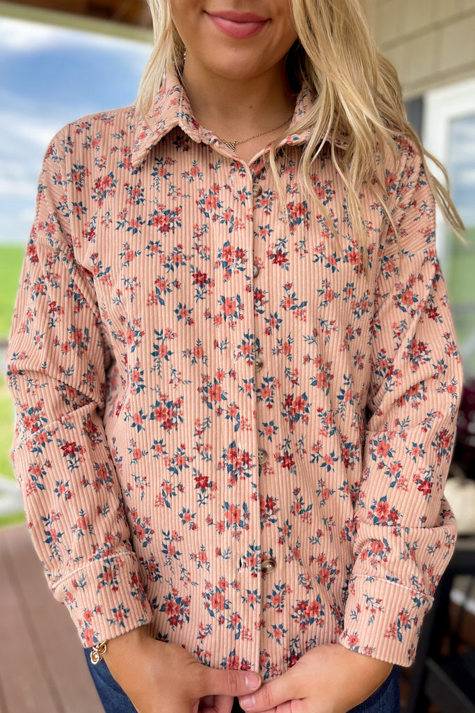 Ariana Corduroy Floral Top - Be You Boutique