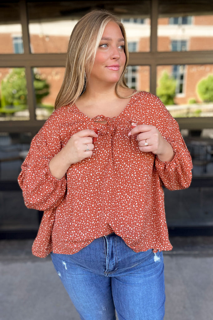 Paisley Ruffled Rust Floral Top - Be You Boutique