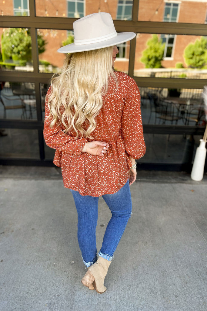 Paisley Ruffled Rust Floral Top - Be You Boutique