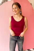 Cathy Basic Reversible Seamless Tank ~ Burgundy - Be You Boutique