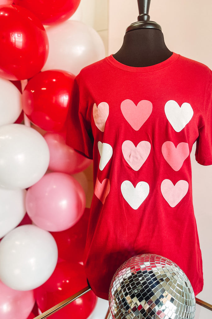Valentine Multi Heart Graphic Tee - Be You Boutique