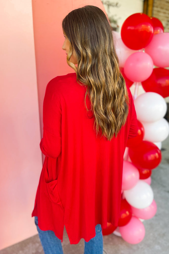 Ruby Red Soft Mid-Length Cardigan - Be You Boutique