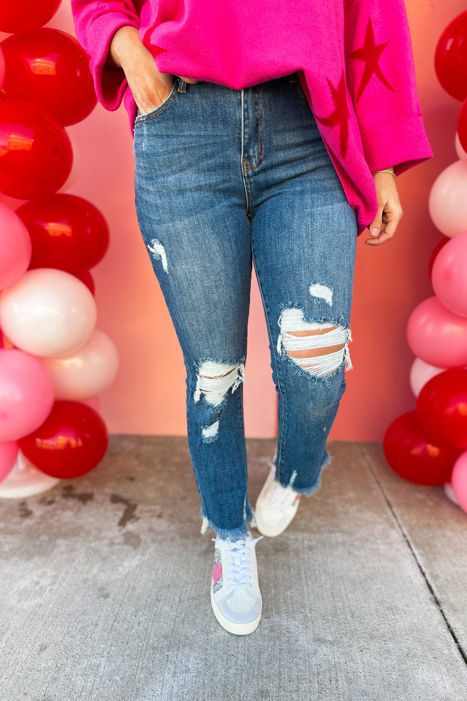 Risen Jarvis High Rise Distressed Ankle Straight Jeans - Be You Boutique