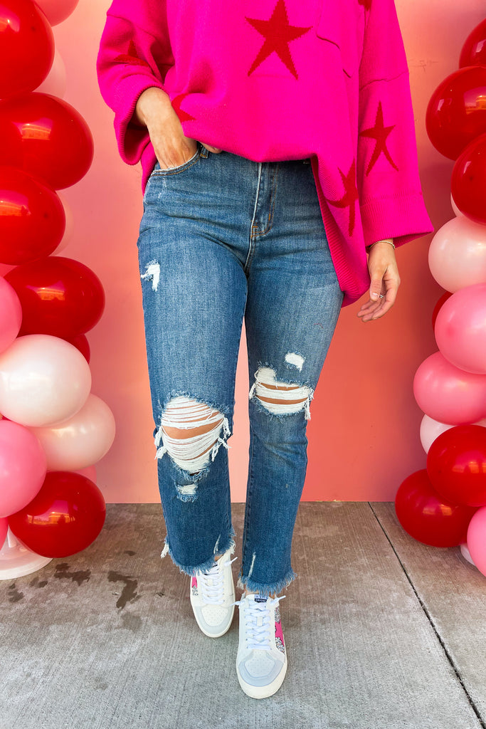 Risen Jarvis High Rise Distressed Ankle Straight Jeans - Be You Boutique
