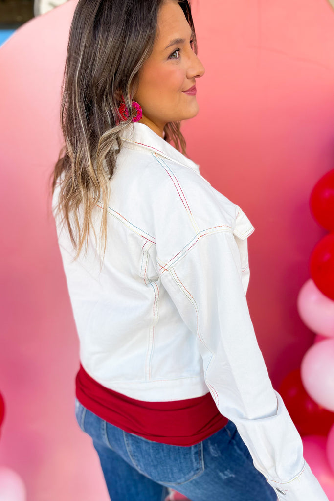 Lanie Color Stitch Denim Jacket - Be You Boutique