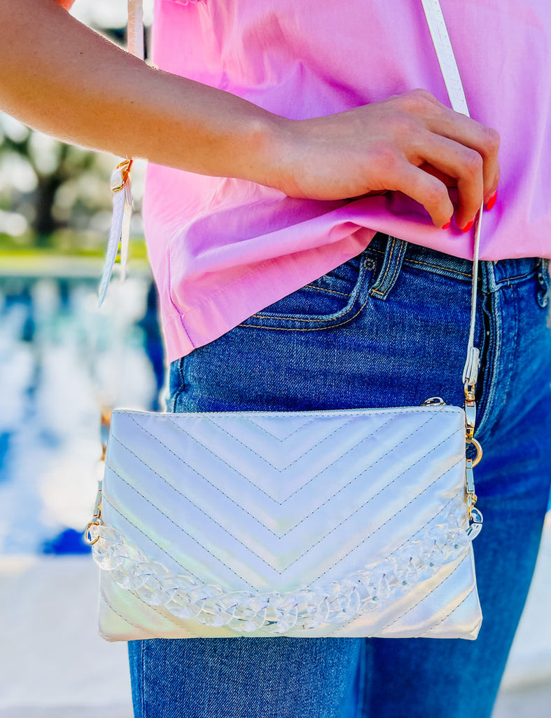 Sherman Quilted White Opal Crossbody - Be You Boutique
