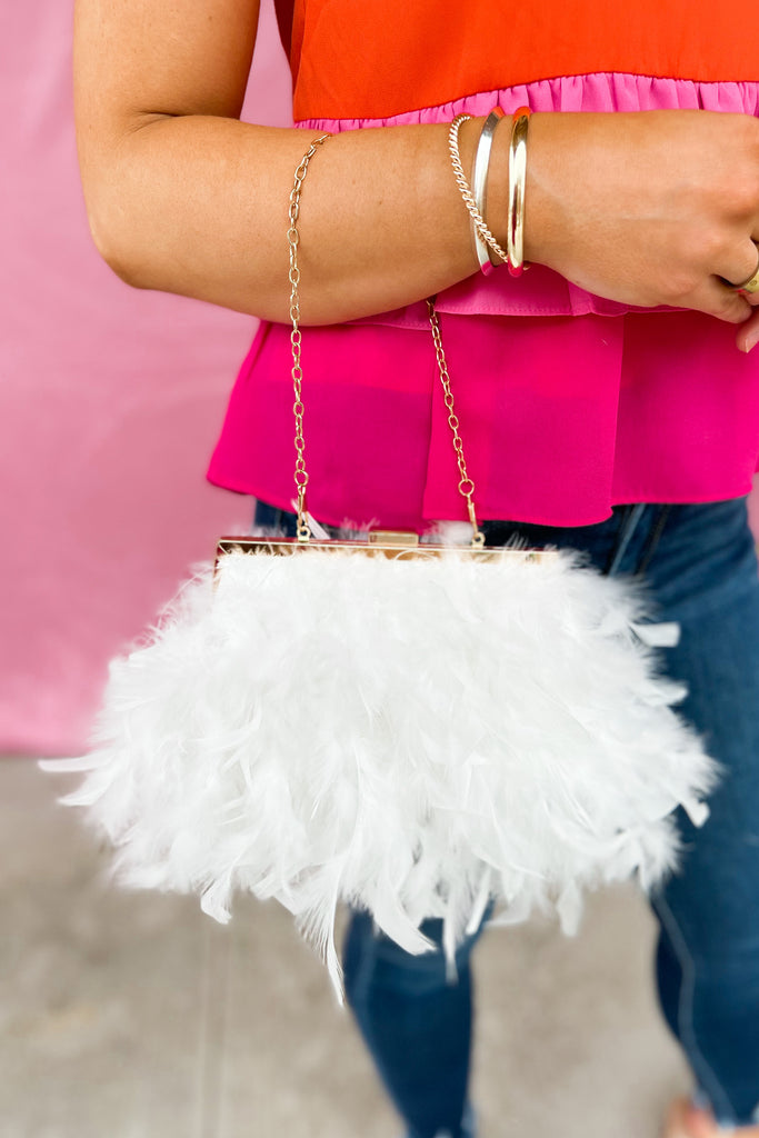 Lovey Feathered Chain Strap Hand Bag - Be You Boutique