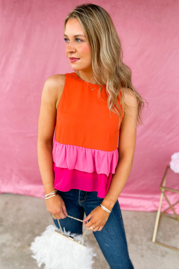 Cora Colorblock Tiered Hem Top - Be You Boutique