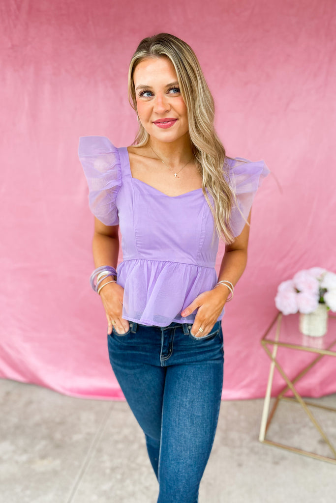 Barbra Organza Square Neck Peplum Top - Be You Boutique