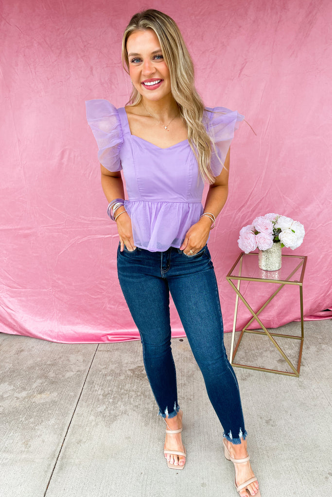 Barbra Organza Square Neck Peplum Top - Be You Boutique