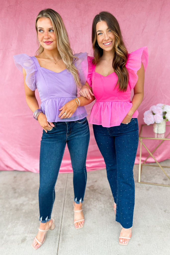 Barbra Organza Square Neck Peplum Top - Be You Boutique