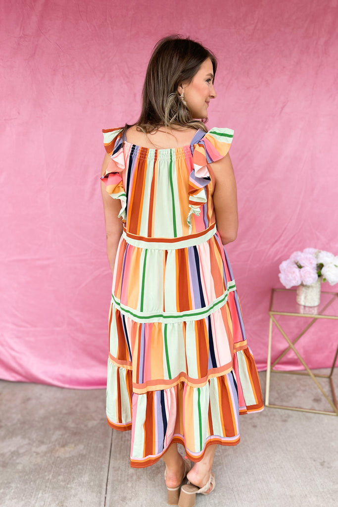 Cora High Neck Striped Tiered Maxi Dress - Be You Boutique