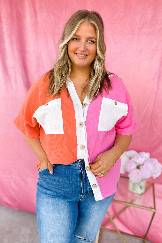 Moria Gaulze Color Block Short Sleeve Top - Be You Boutique