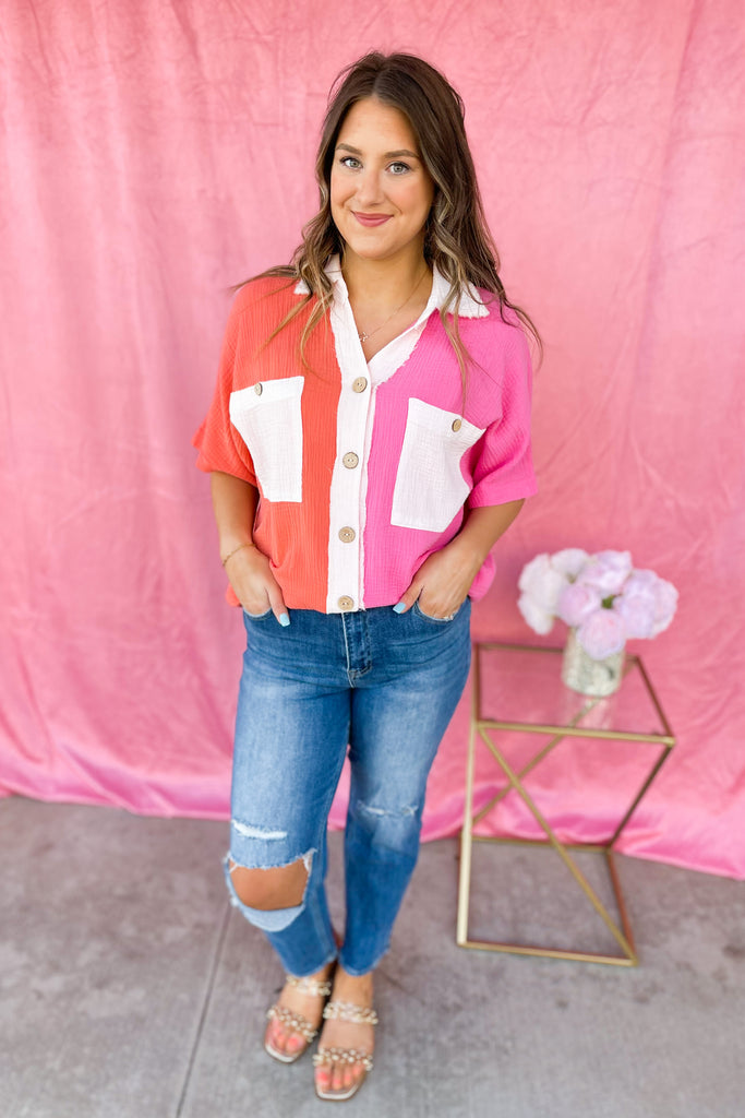 Moria Gaulze Color Block Short Sleeve Top - Be You Boutique