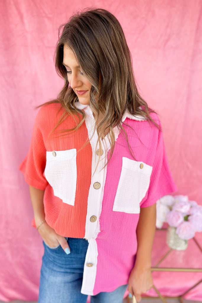 Moria Gaulze Color Block Short Sleeve Top - Be You Boutique