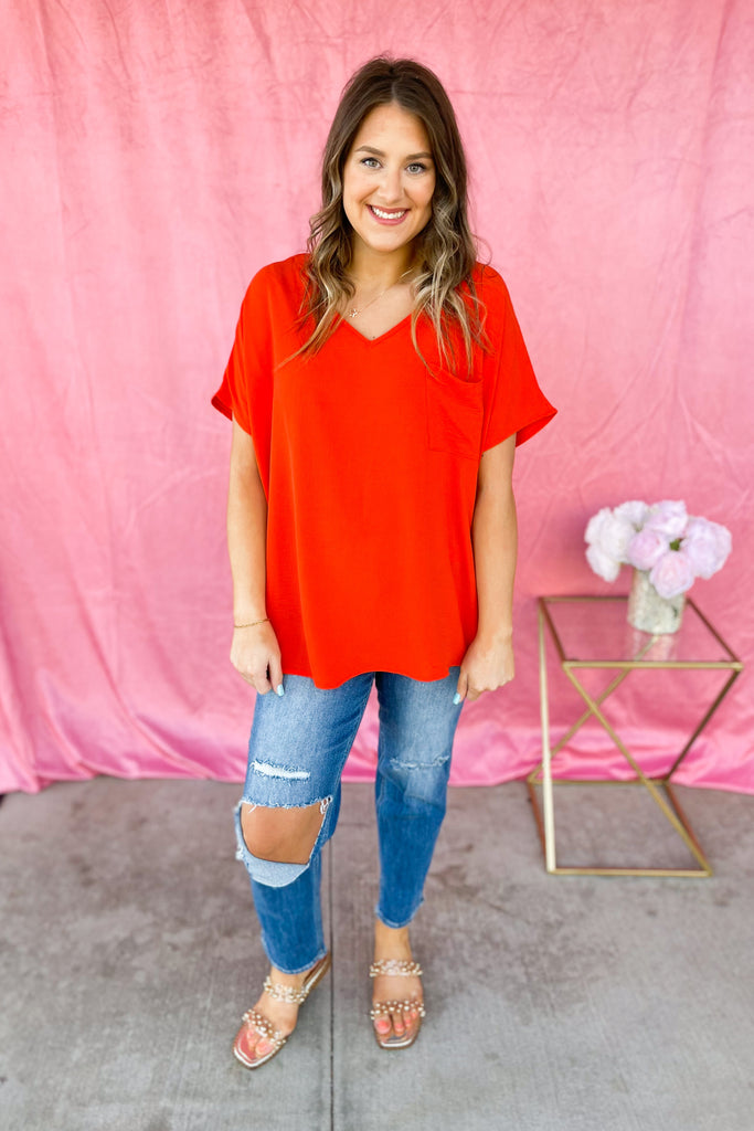 Corinne V Neck Short Sleeve Blouse Top - Be You Boutique