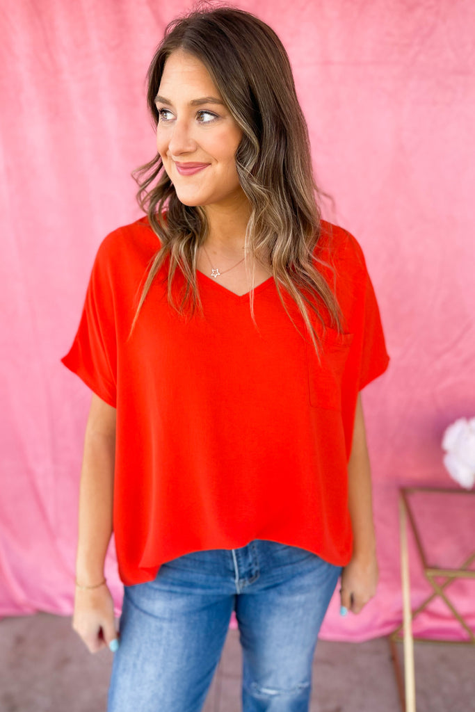 Corinne V Neck Short Sleeve Blouse Top - Be You Boutique