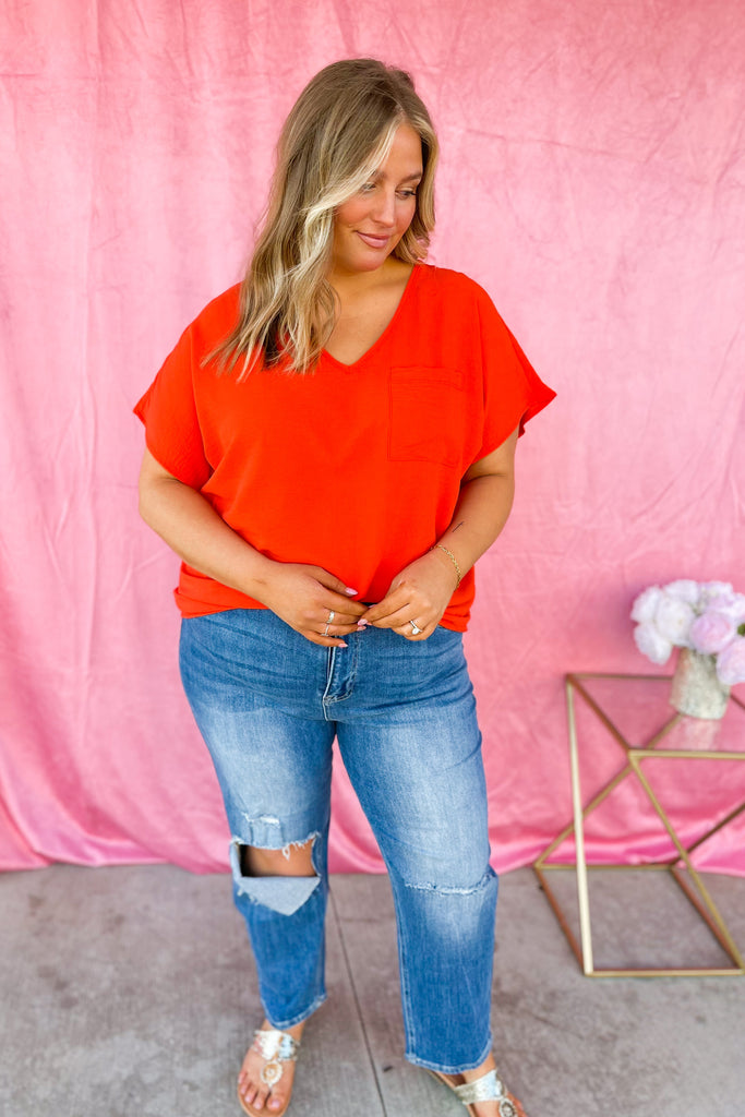 Corinne V Neck Short Sleeve Blouse Top - Be You Boutique