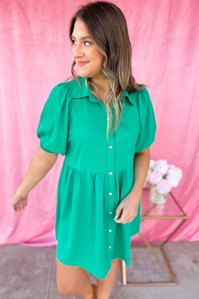 Eloise Collared Short Sleeve Button Up Dress - Be You Boutique